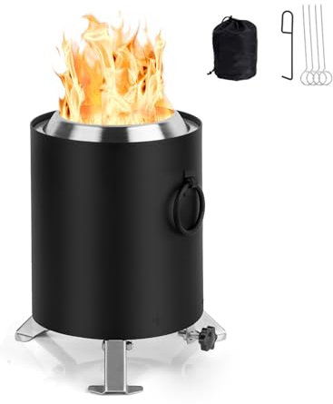 Stufa a Legna Piccola da Interno Realizzato in Acciaio Inossidabile Design Staccabile con Custodia per Uso Esterno Domestico