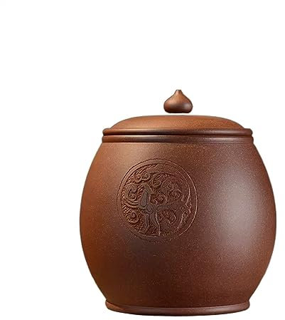 Zisha Tea Canister Ceramic Tea Caddy with Airtight Lid - Vintage Chinese Style Tea Storage Jars for Kitchen Tea Coffee Condiment - Traditional Tea Tins Cans