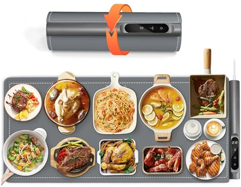 Newise Graphene Warming Mat for Food, Extra Large (XXL 36”x 16) Electric Warming Trays for Buffets Party Countertop with 6 Temp & Timer Settings, Mothers Day Kitchen Gifts for Mom Wife, Gray