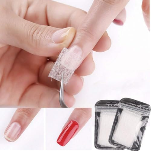 20 Pcs White Nail Extensions Kit Fiberglass Nail Art Builder Wrap Sticker Tips with Shape Clip Repair Broken Nails Nail Art Accessories,Nail Repair Kit for Split Natural Nail