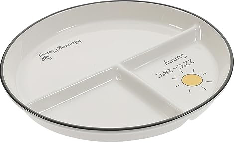 Veemoon Assiette à Compartiments En Céramique Pour Adultes - Assiette De Régime Avec Contrôle De Portions - Divisée Pour Repas Sains Et Équilibrés Idéale Pour Perte De Poids Et