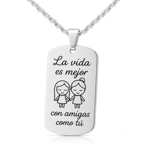 Davaco Collar Amistad Plata de Ley 925 Frase para Amiga