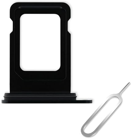 Cemobile SIM-Kartenhalter Ersatz für iPhone 15 & iPhone 15 Plus (Einzel-SIM-Version) mit wasserdichtem Gummidichtungsring und offenem Auswurfstift (schwarz)