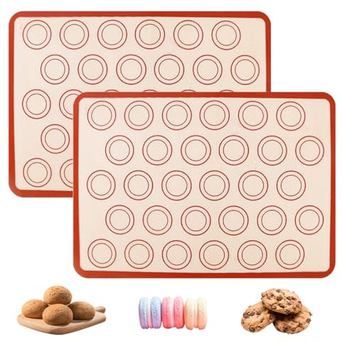 WUSJCOF 2 Pezzi Tappetino da Forno in Silicone Antiaderente e Riutilizzabile Senza BPA per Biscotti, Pane, Fondente, Pasticceria, Pizza (42x29,5CM)
