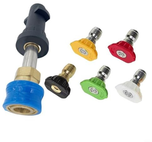 Schaumpistole Hochdruckreiniger Sprühdüse mit 5 austauschbaren Farbspitzen, Schnellanschluss-Adapter für K2-K7 Serie Auto Cleaning(1)