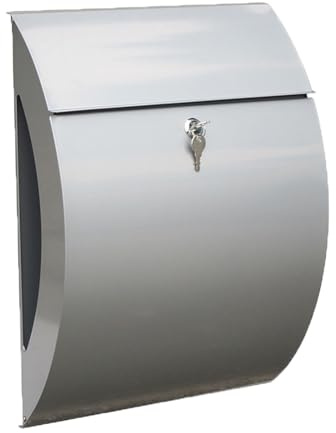 Buzón Acero Inoxidable con Cerradura, Buzón Correos Exterior, Buzones Comunidad Ideal para Uso Doméstico y Comercial, 33x12x44cm(Silver)