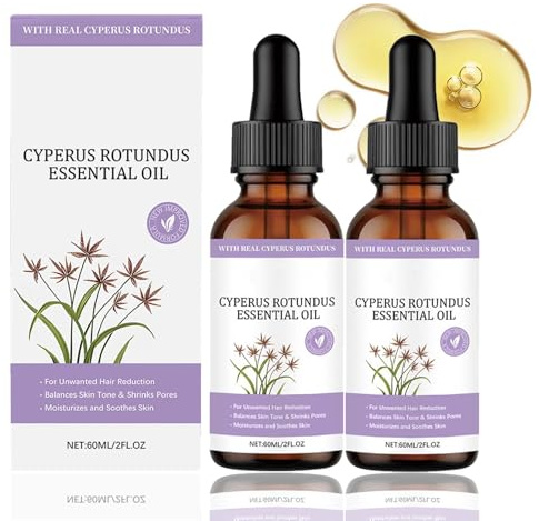 2PCS Cyperus Rotundus Oil for Hair Removal, Organic Cyprus Oil for Reducing Body Hair Growth, Natural Hair Growth Inhibitor Serum, Moisturizing & Soothing for Face & Body Care