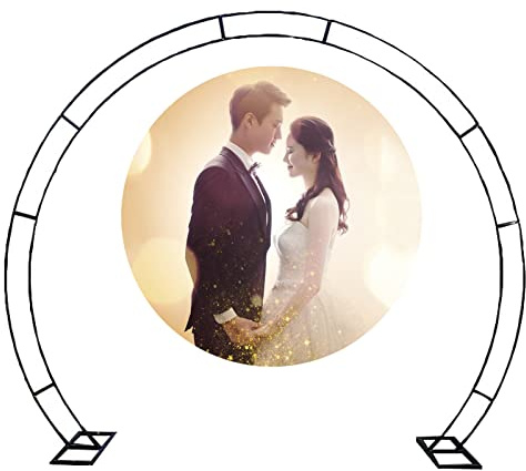 Arche de Jardin Ronde Noire pour Ballons, Support pour Toile de Fond de Mariage, décoration Romantique en Treillis avec Support et Base Robustes, 200 x 240 cm (Couleur : Noir, Dimensions : 220 x