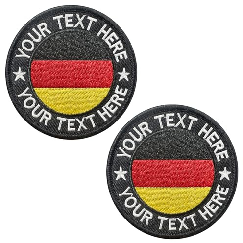 2pcs Personalisierte Deutschland Flagge Patch, Angepasst gestickte militärische Namen Patches, moralische taktische Flagge Aufnäher Namensabzeichen für Weste Rucksack Jacken (Runden)