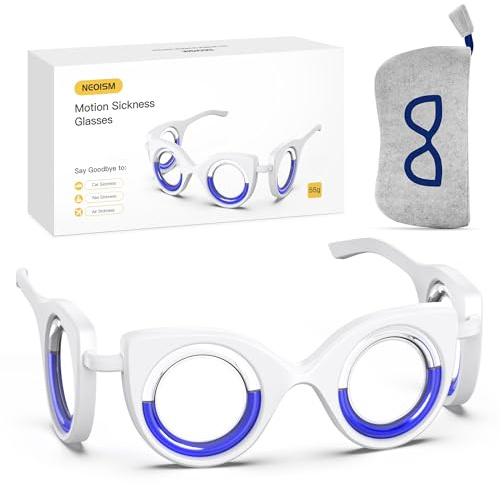 NEOISM Lunettes anti-mal des transports, lunettes de mal de voiture, soulagement des nausées et des vertiges, design portable sans lentille pour le mal de voiture, le mal de l'air, le mal de mer