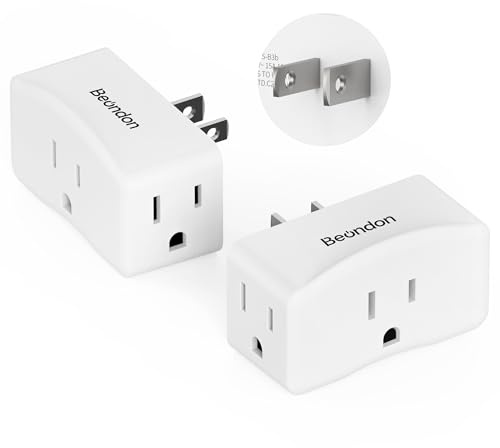 2 Pack 2-to-3 Prong Outlet Adapter, BEONDON 3-Sided Wall Plug Extender with 3 AC Sockets - Non-Grounded Expander for Old House, Office, Kitchen, Bathroom & Travel, White