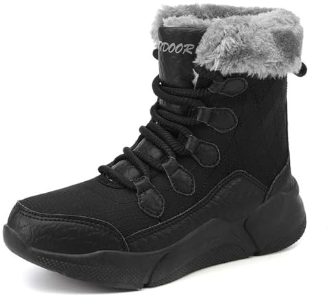2026 Botas de nieve al aire libre de invierno para mujer, botas de nieve acolchadas gruesas cálidas de algodón impermeables y antideslizantes, Negro , 40 EU