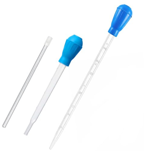 KxrTpx 3Pcs Turkey Baster Ser, Aquarium Siphon for Fish Tank, Long Pipette for Aquarium Cleaning, Turkey Baster Syringe with Water Changer, 29 Cm Blue Baster, 45 Cm Blue Baster, 26 Cm Extension Tube