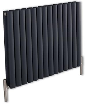 MILANO Anthracite Horizontal Double Oval Panel Aluminium Radiator 600780mm