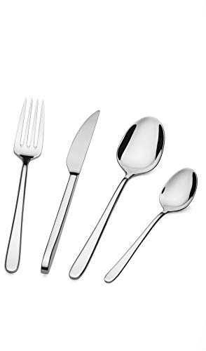 Barazzoni, Juego de Cubiertos de Mesa Modelo Malaquita, monobloque de Acero Inoxidable 18/10, para 6 Personas, 24 Piezas: 6 Tenedores, 6 cucharas, 6 Cuchillos, 6 cucharillas de té, Lavables en