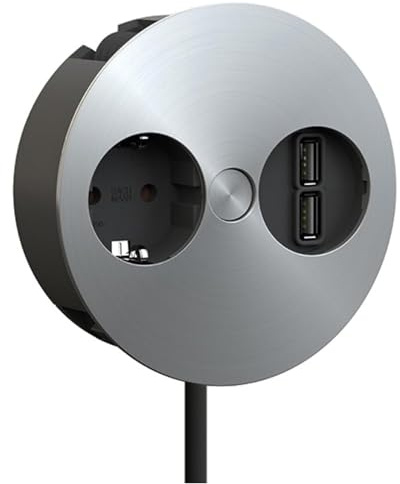 Bachmann 931.031 Twist Unidad de Toma de Corriente, 1x Enchufe con Puesta a Tierra, 2X módulos Keystone, Óptica de Acero Inoxidable