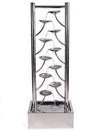 KÖHKO® Wasserwand ca. 97CM aus Edelstahl in Blättenform mit LED-Beleuchtung