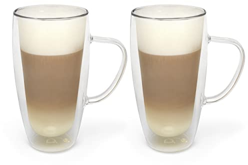 Bredemeijer Bicchiere da latte macchiato/cappuccino in vetro rivestito, 400ml, set di 2