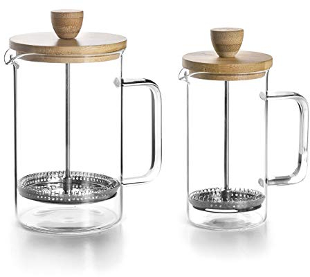 LACOR 62163 Cafetera Francesa, Prensa Café, Cafetera Prensa con Émbolo, Jarra Francesa para Café de Filtro, Wood, 0.35 l