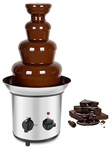 Cocoarm Fuente eléctrica de chocolate de 4 niveles, de acero inoxidable, para derretir chocolate, fondue de chocolate, enchufe UE 220 V, -