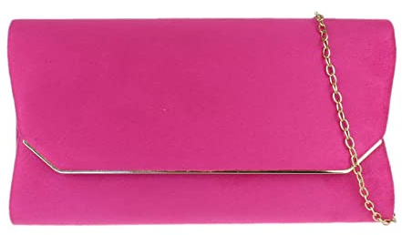 Girly Handbags Womens Plain Faux Suede Clutch Bag