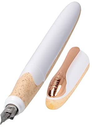 Online Füller Air White Rose | hochwertiger Füller in ergonomischem Dreiecks-Design | Iridiumfeder, Breite M | nachfüllbar: Kombipatrone oder Standardpatronen | inklusive Tintenpatrone blau