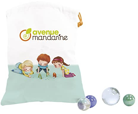 MY MANDARINE JS006C - Set Murmelspiele, Stoffsack mit 21 Murmeln, ab 6 Jahren, 1 Set