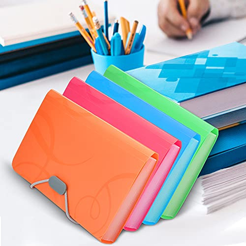 ANTHYTA 4 Stück Fächermappe Bunt Dokumentenmappe A6 Dokumententasche mit Beschriften PP-umschlag Sortiermappe A6 Tragbar Brieftaschen A6 Kunststoff für Zertifikate Rechnungen Gutscheine 17.5*11*2.5cm