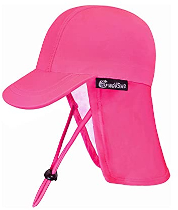 weVSwe Sombrero De Sol para Bebé UPF 50+ Gorro De Natación Solapa Protección para El Cuello Correas De Barbilla Ajustables Sombreros De Protección Solar UV