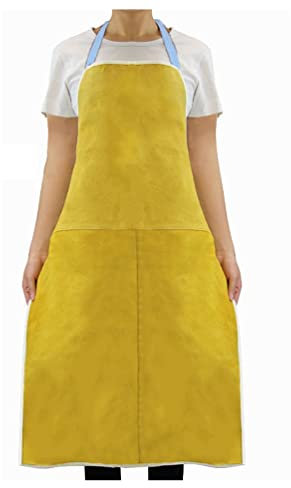 Schweißerschürze Rindslederschweißschürze, Hitzebeständige Flammhemmende Schwere Arbeitsschürze for Blacksmith Carpenter (Color : Yellow, Size : 60X90cm/23.6X35.4in)