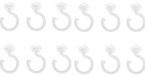 HUIKJI 12pcs Heavy Duty Adhesive Hook, Rotating Strong Hook Under Cabinet Coat Hooks for Hanging Bag Hat Towel Clothes, Houseplant Hanger