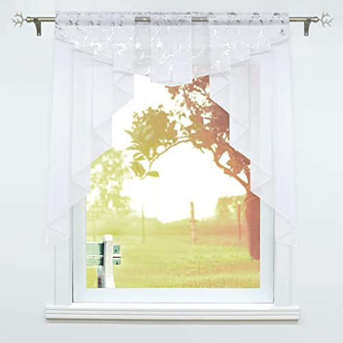 SCHOAL Scheibengardinen Küche Bistrogardinen Voile Transparente Kurzgardinen Kleinfenster Gardinen Marmor-Muster 1 Stück BxH 100x100cm