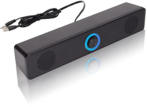 Altavoces para Ordenador y Juegos, Barra de Sonido Hi Fi Con Cable Alimentados por USB, Entrada de 3,5 Mm y Control de Volumen