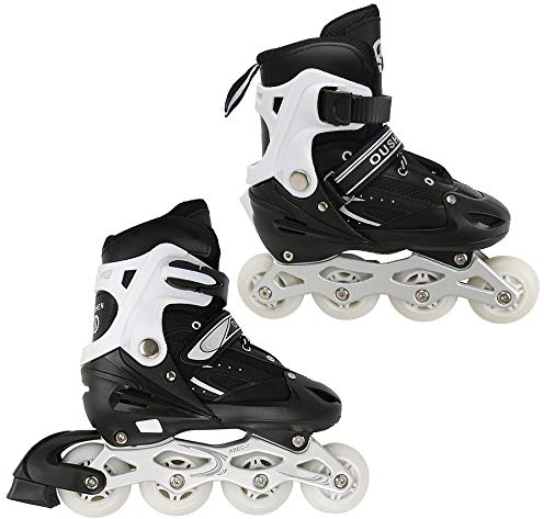 Homewell PVC Single Flash verstellbare Schlittschuhe, Kinder Herren und Damen Schlittschuhe Schwarz Größe S (27-32)