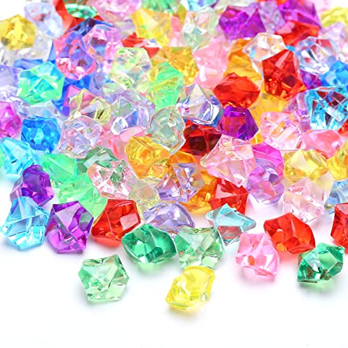 YIEUR 300 Stück Stein Diamanten Bunt Acryl glitzer gemischt Perlen Set, 14mm kleine Lose Kristallsteine Diamantkristalle edelsteine Streudeko Konfetti Diamanten Deko für Hochzeit Tischdeko (stein)