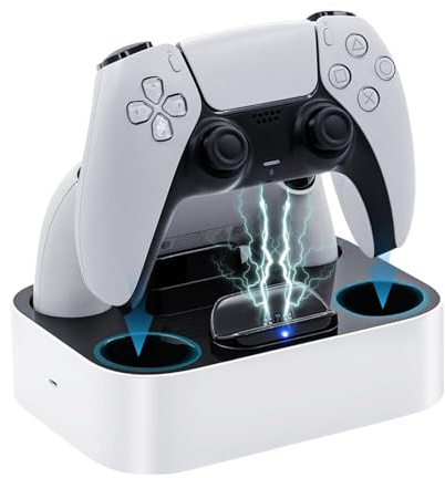 Mcbazel - Station de Charge PS5, Manette PS5, Chargeur Double Charge, Protection Contre la surchauffe, Station de Charge Triple Protection avec indicateur LED pour PlayStation 5 DualSense Manette