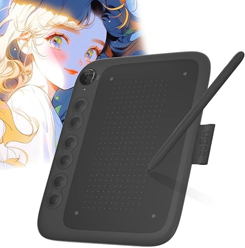 ugee Q6 Graphics Tablet 6 x 4 Inch Portable Drawing Tablet with Integrated Type-C Cable for Digital Drawing Online Lessons