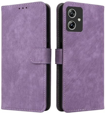 XINNI Carcasa para Motorola Moto G54 5G Funda, PU/TPU RFID Protect Cuero Magnético Estuche Flip Caso, Violeta
