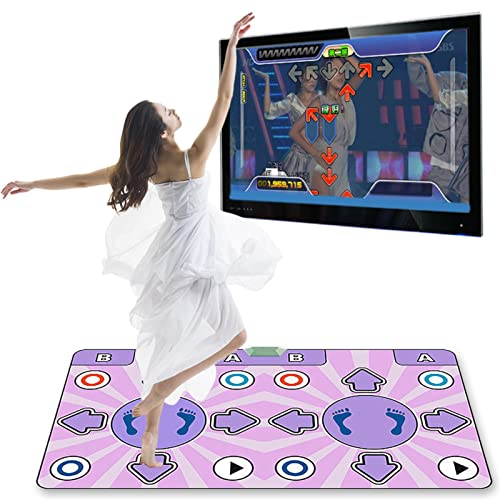 Doppelte Tanzmatte 63 X 36,6 Zoll, Musikalisches Elektronisches Tanzpad mit 2 Fernbedienungen, Bequeme Bodenmatte für Tanzspiele für Erwachsene und Kinder für den Fernseher,