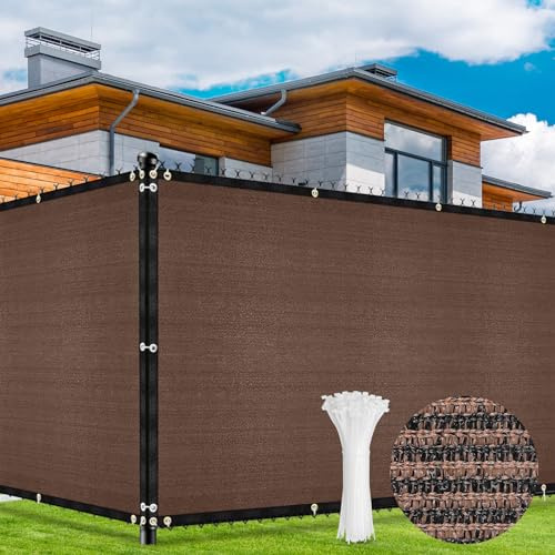 Duerer Sichtschutz Zaun 1.5m x 15.24m Braun Zaunblende Gartenzaun Schattiernetz mit ösen 180g/m² UV-Schutz Windschutz Sonnenschutz Wetterfest Gewebe für Außenbereich, Terrasse Outdoor mit Kabelbinder