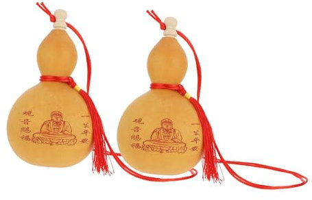 Zerodeko 2pcs Natural Gourd Hanging Ornaments Decorative Bottle-shaped Design for Office and Tabletop Decoration, Practical Rustic Adornments