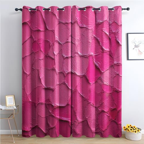 Generisch Vorhänge Hot Pink Muster - Art Deco Fenster Gardinen mit Ösen, Vorhang Blickdicht Verdunklungsvorhänge Thermovorhang für Wohnzimmer Schlafzimmer Deko 2er Set, H 160 x B 132 cm V-&234