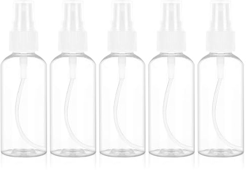 TENGEE 5 stycken 50 ml sprayflaska, liten sprayflaska, transparent små sprayflaskor för fyllning, påfyllningsbar flaska för resor, perfekt för parfym, desinfektion, oljor