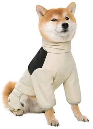 LOUPKC Große Hunde wasserdichte Jacke Kleidung Hund Regenmantel wasserdicht for kleine Hunde Labrador Dobermann Kleidung Haustier Zubehör Regenmantel(Beige,5XL)