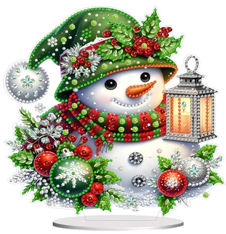 Demiawaking DIY 5D Diamond Painting Weihnachten Deko, Acryl Diamant Malerei Tischdeko Weihnachtsdeko Ornamente, Diamant Painting Schneemann Tisch Deko Geschenke (R)