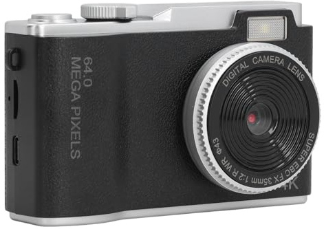 Digitalkamera, FHD 1080P 48 MP Autofokus-Digitalvideokamera mit 16-fachem Zoom, Kompakte Kleine Kamera, Günstige Vlogging-Kamera für Fotografie (Black)