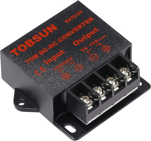 DC 12V/24V to 5V 15A Step-Down Converter, High Power Voltage Regulator, Buck Converter Power Supply Transformer for Automotive and Electronics (DC 12V 24V to 5V 15A)
