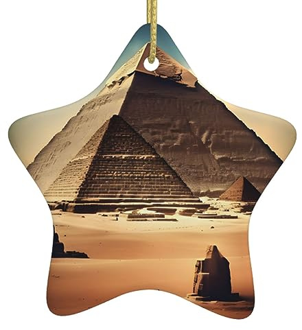 WHJWZY Decorazione natalizia in ceramica a forma di stella da appendere all'albero, ideale per le case, per feste di vacanza sognando le piramidi di Cheope stampata