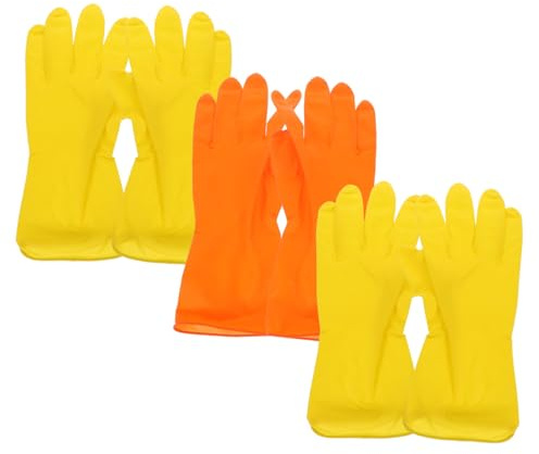 Levemolo 3pairs Dishwashing Gloves Latex Cleaning Gloves Heat Resistant Kitchen Dusting Scrubbing Medium Random Color