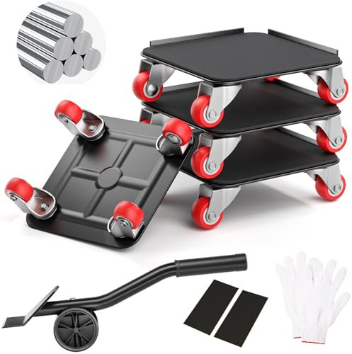 Furniture Movers, 4 Wheels Heavy Duty Carbon Steel Furniture Sliders for Moving Equipment Heavy Furniture Appliance Refrigerator Sofa, 700KG Capacity